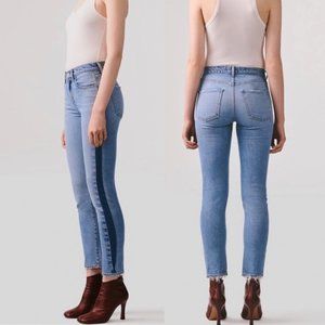 Agolde Toni Mid Rise Straight Jeans Size 23 Swerve Two Tone Racer Stripe Stretch